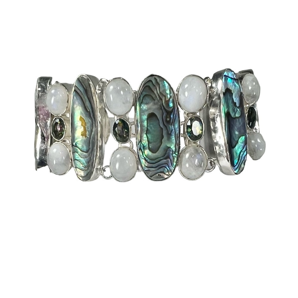 Abalone Moonstone 925 Large Gemstone Bracelet ONLY